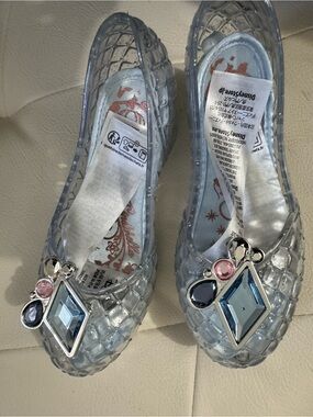 Girls Clear Jelly Loafers with Blue Gem Embellishments